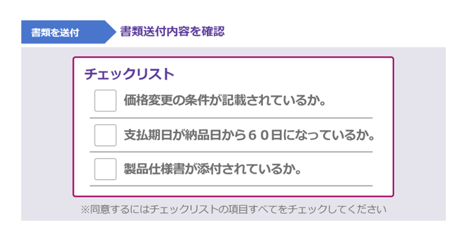 チェックリスト表示（送信時確認）